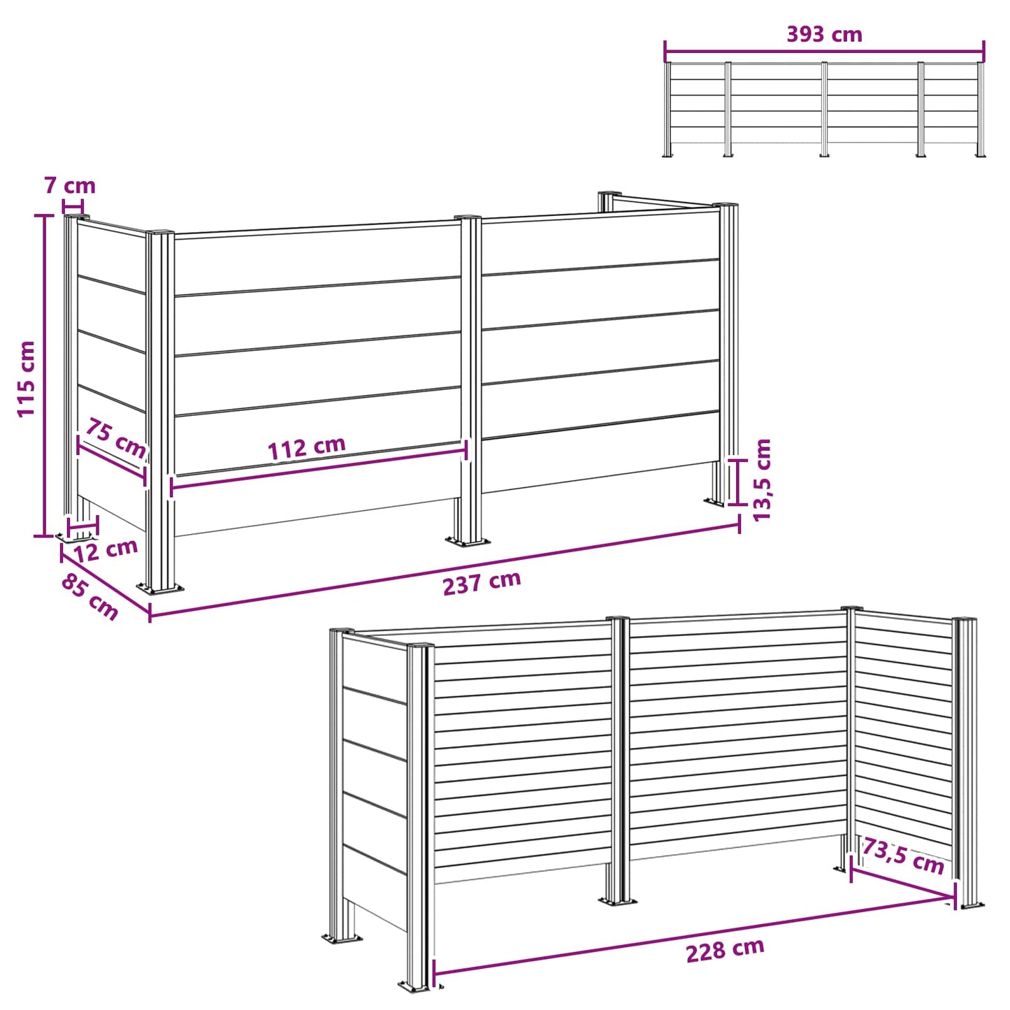 Recinzione Contenitore per Rifiuti Marrone 237 x 85 x 115 cm | homemem39