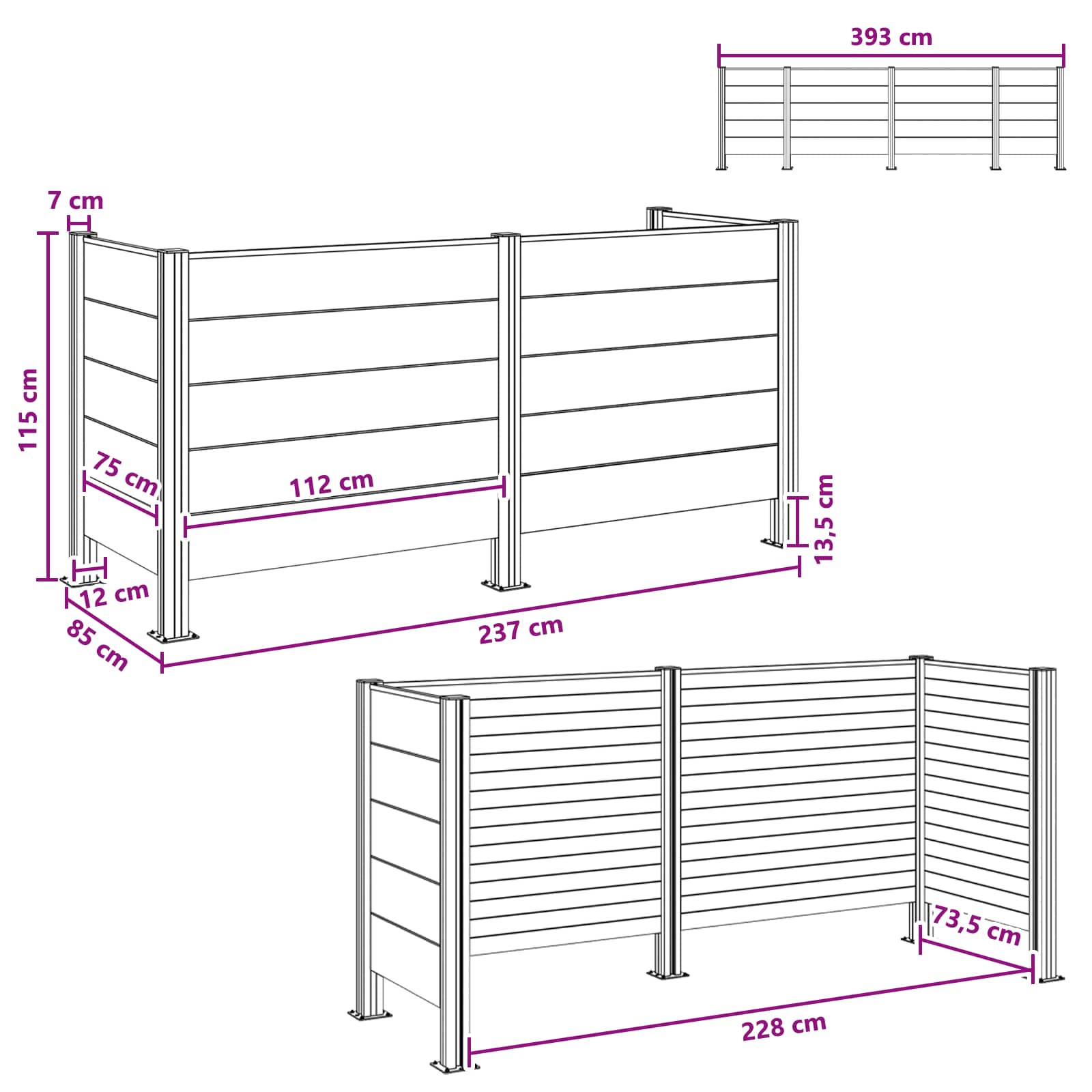 Recinzione Contenitore per Rifiuti Marrone 237 x 85 x 115 cm | homemem39