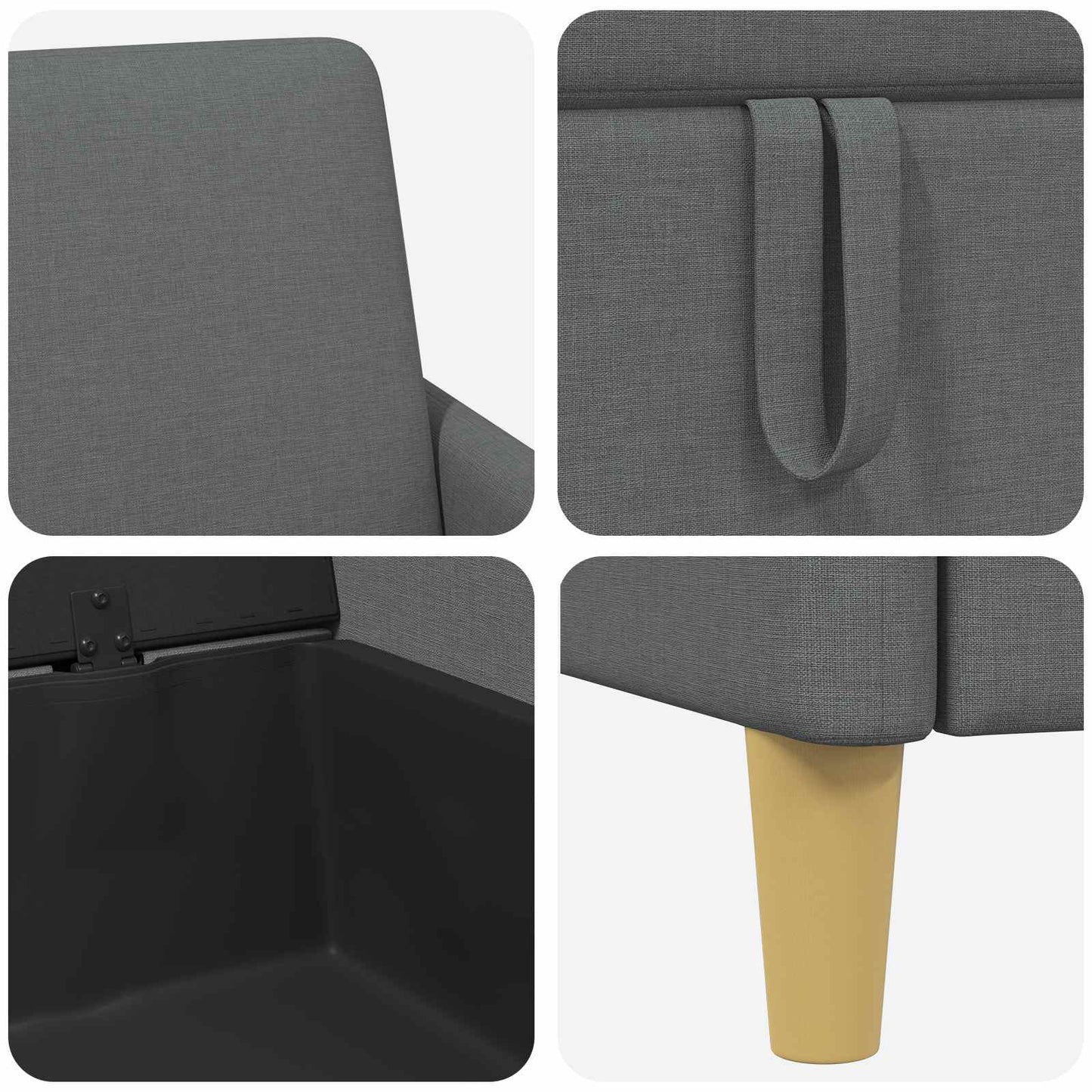 Divano con Storage Grigio Scuro 72 x 78 x 87 cm Poliestere | homemem39