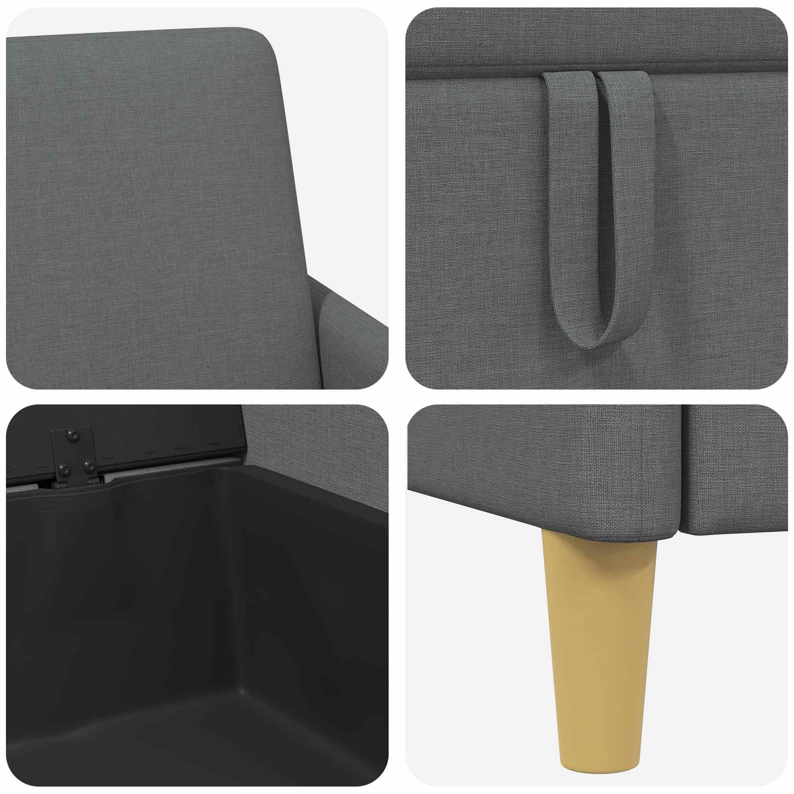 Divano con Storage Grigio Scuro 72 x 78 x 87 cm Poliestere | homemem39
