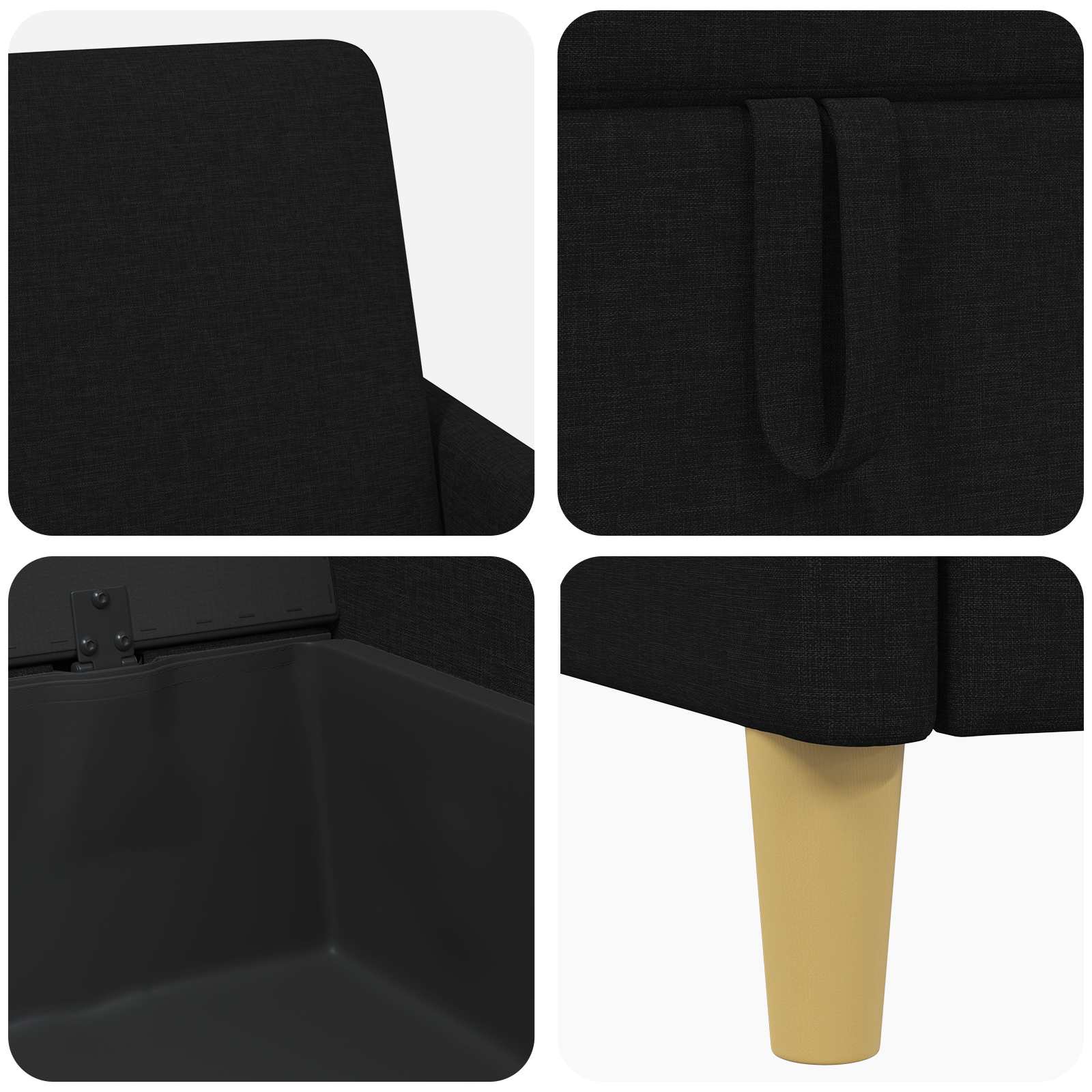 Divano con Storage Nero 72 x 78 x 87 cm Poliestere | homemem39