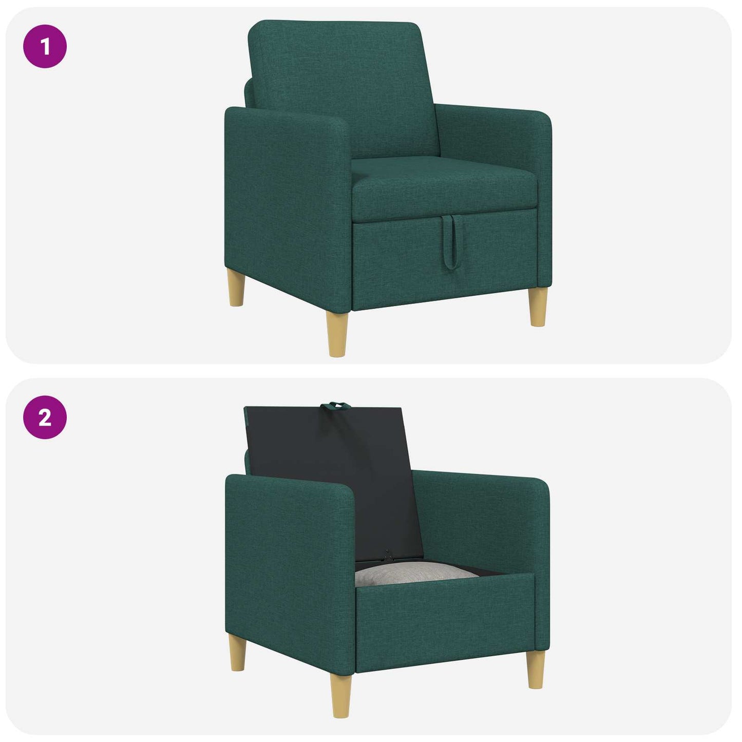 Divano con Storage Verde Scuro 72 x 78 x 87 cm Poliestere | homemem39