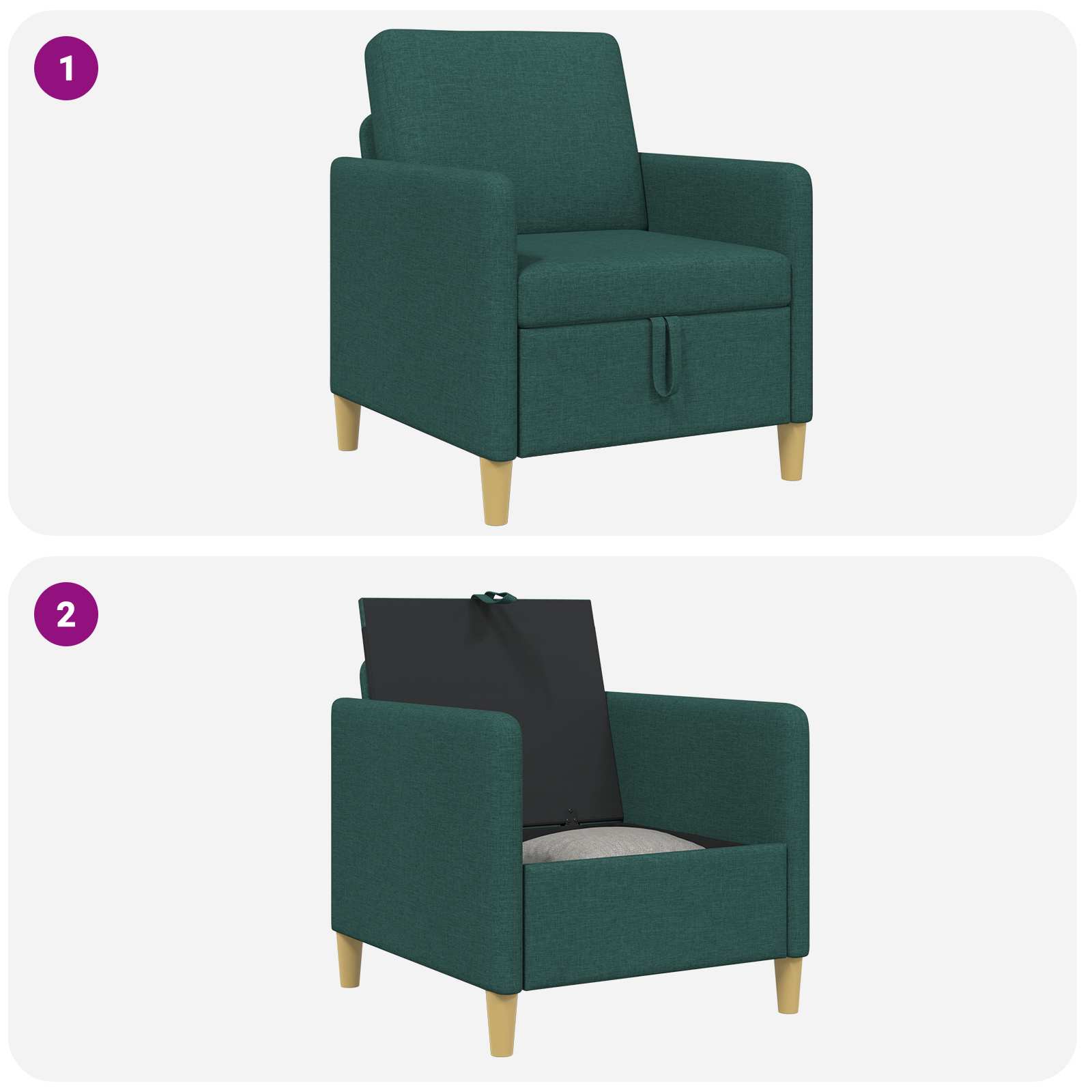 Divano con Storage Verde Scuro 72 x 78 x 87 cm Poliestere | homemem39