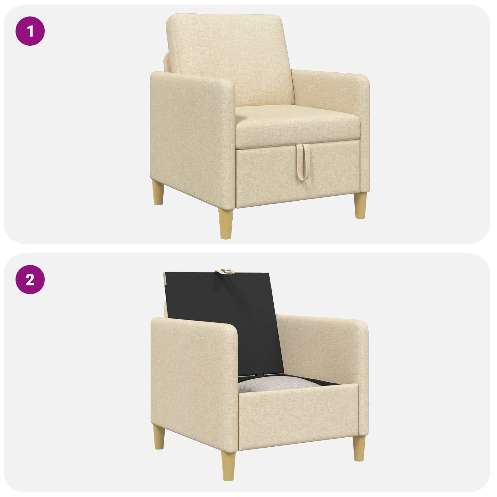 Divano con Storage Crema 72 x 78 x 87 cm Poliestere | homemem39