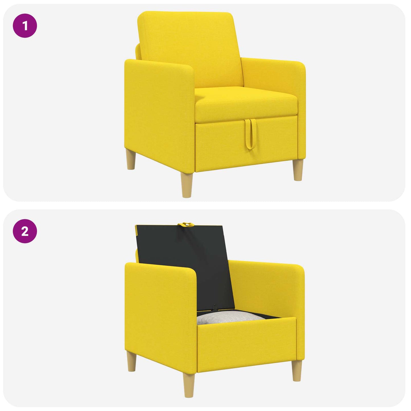 Divano con Storage Giallo Chiaro 72 x 78 x 87 cm Poliestere | homemem39