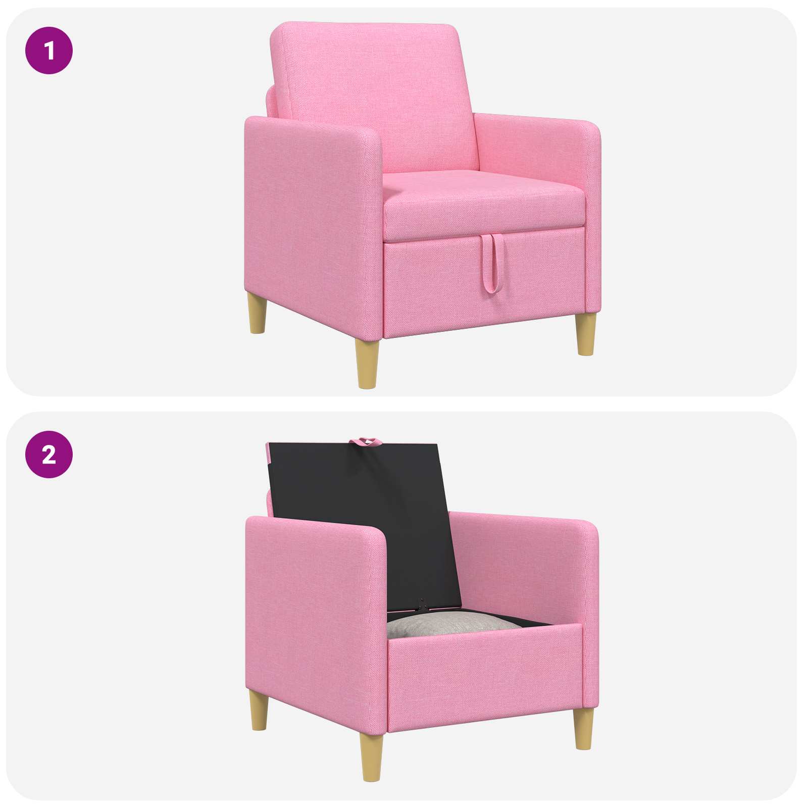 Divano con Storage Rosa 72 x 78 x 87 cm Poliestere | homemem39