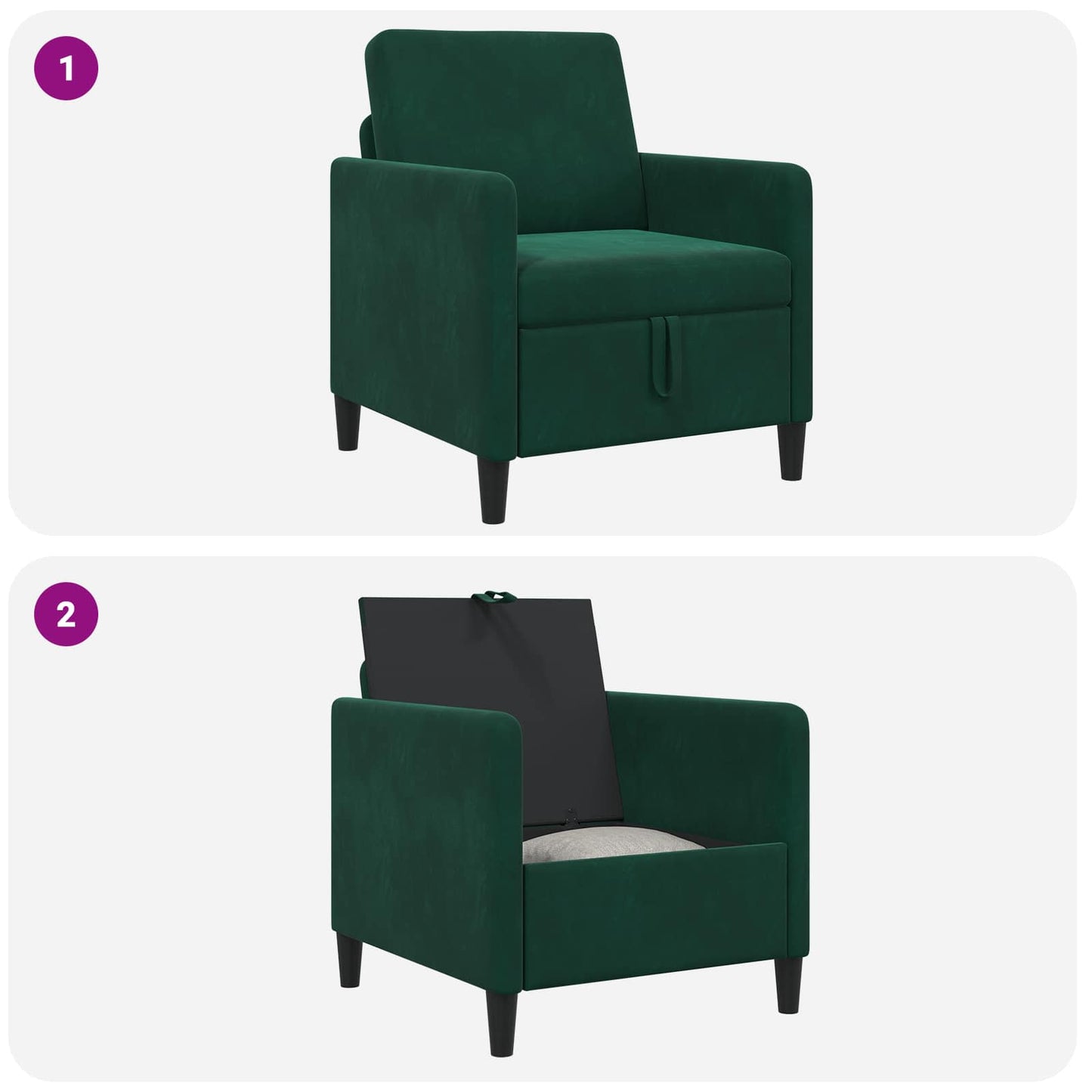Divano con Storage Verde Scuro 72 x 78 x 87 cm Poliestere | homemem39