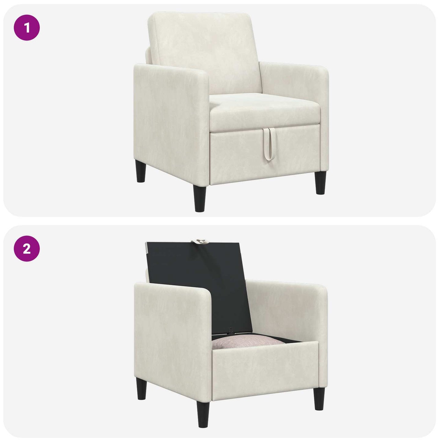 Divano con Storage Crema 72 x 78 x 87 cm Poliestere | homemem39