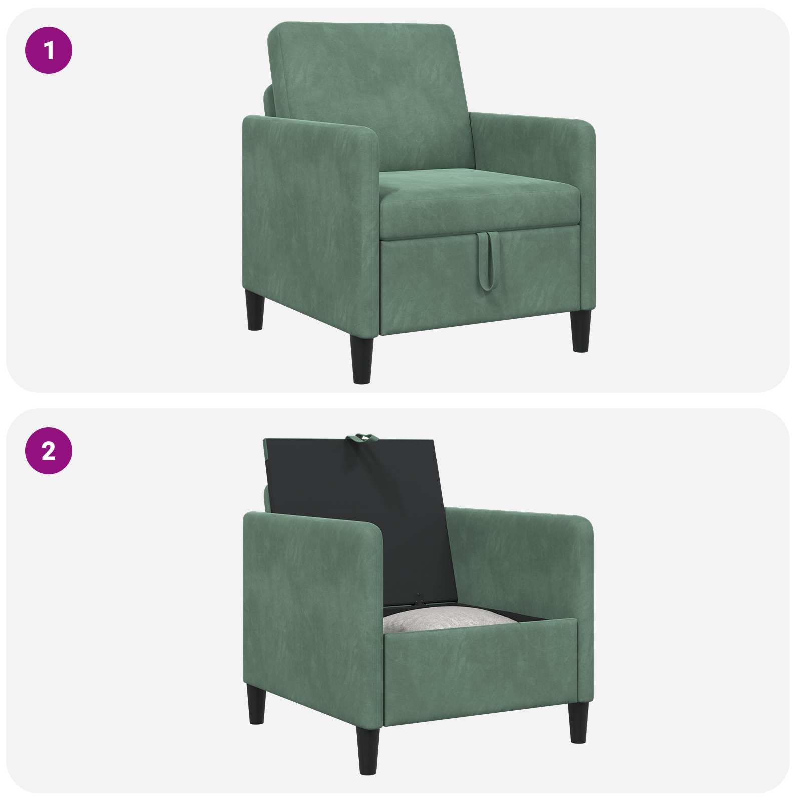 Divano con Storage Verde Mare 72 x 78 x 87 cm Poliestere | homemem39