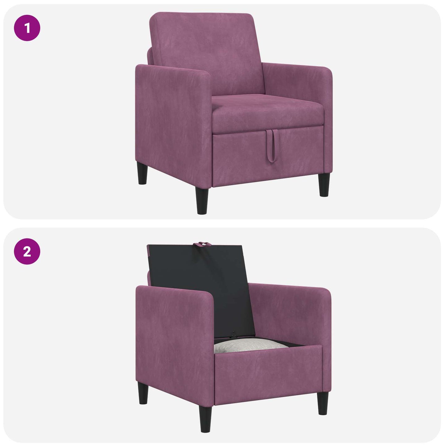 Divano con Storage Viola 72 x 78 x 87 cm Poliestere | homemem39