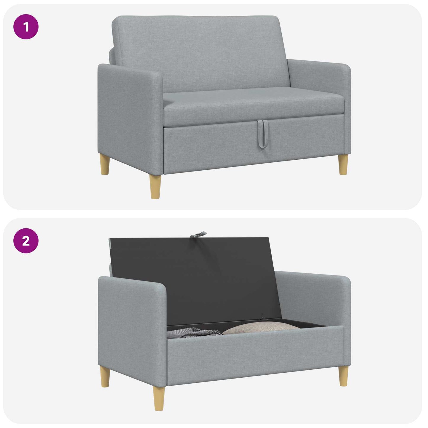 Divano con Storage Grigio Chiaro 122 x 78 x 87 cm Poliestere | homemem39