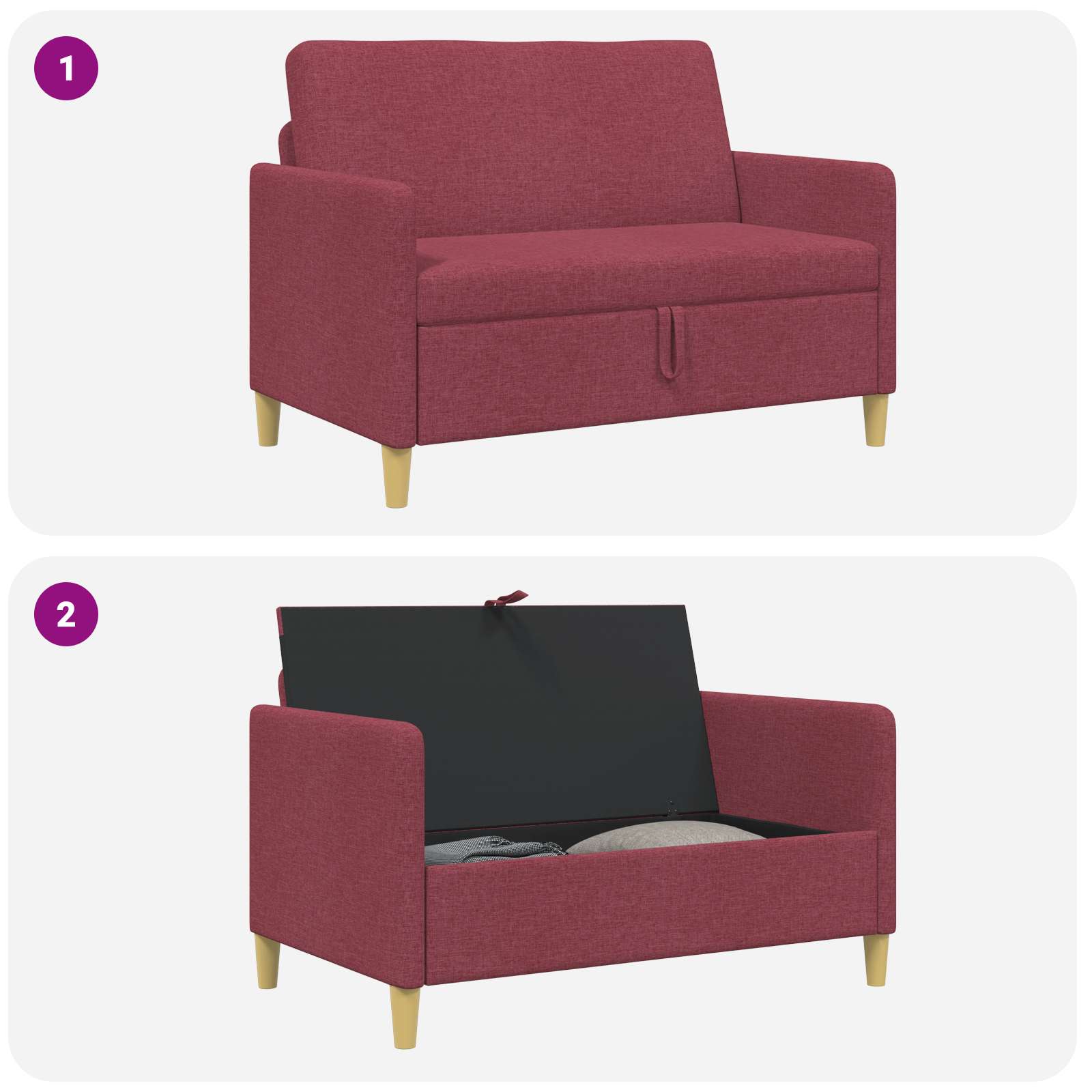 Divano con Storage Rosso Vino 122 x 78 x 87 cm Poliestere | homemem39