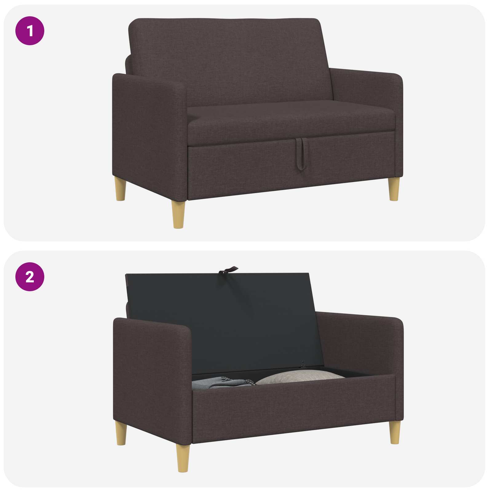 Divano con Storage Marrone Scuro 122 x 78 x 87 cm Poliestere | homemem39