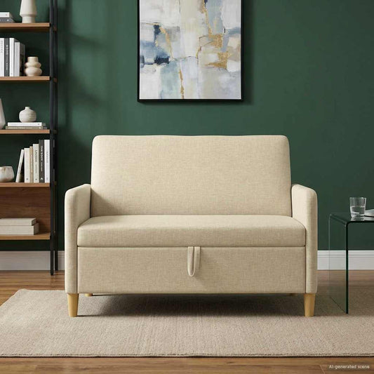 Divano con Storage Crema 122 x 78 x 87 cm Poliestere
