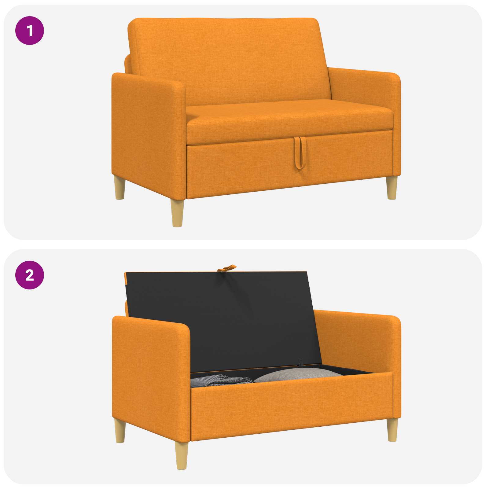 Divano con Storage Giallo Scuro 122 x 78 x 87 cm Poliestere | homemem39