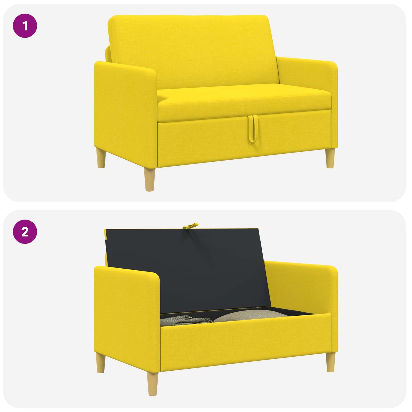 Divano con Storage Giallo Chiaro 122 x 78 x 87 cm Poliestere | homemem39