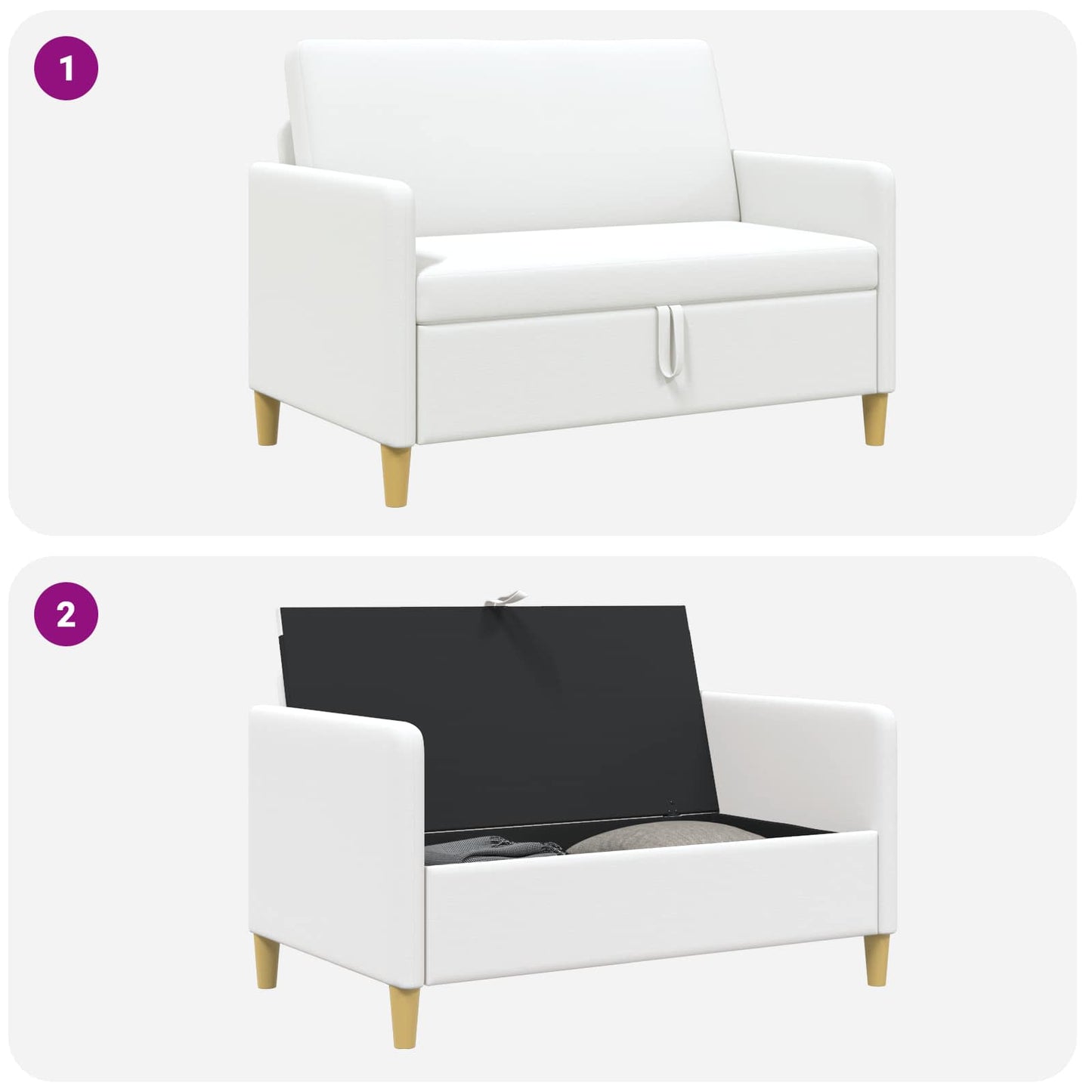 Divano con Storage Bianco 122 x 78 x 87 cm Poliestere | homemem39
