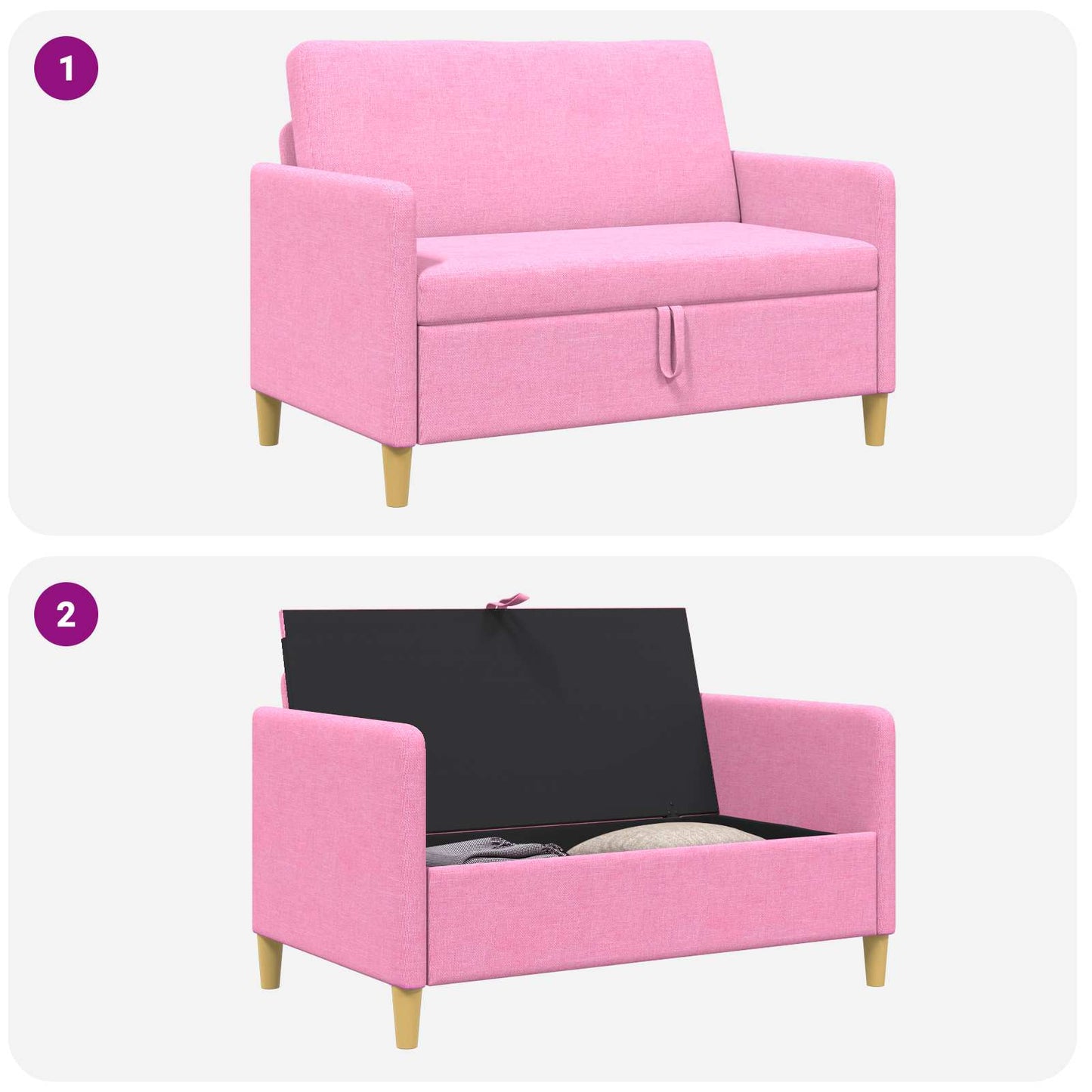 Divano con Storage Rosa 122 x 78 x 87 cm Poliestere