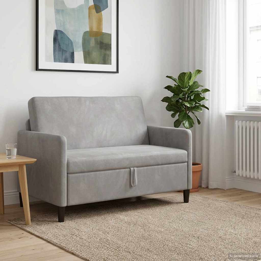 Divano con Storage Grigio Chiaro 122 x 78 x 87 cm Poliestere