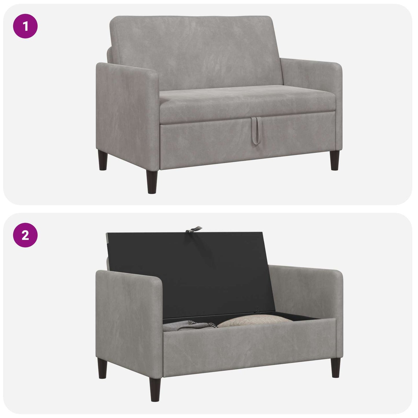 Divano con Storage Grigio Chiaro 122 x 78 x 87 cm Poliestere | homemem39