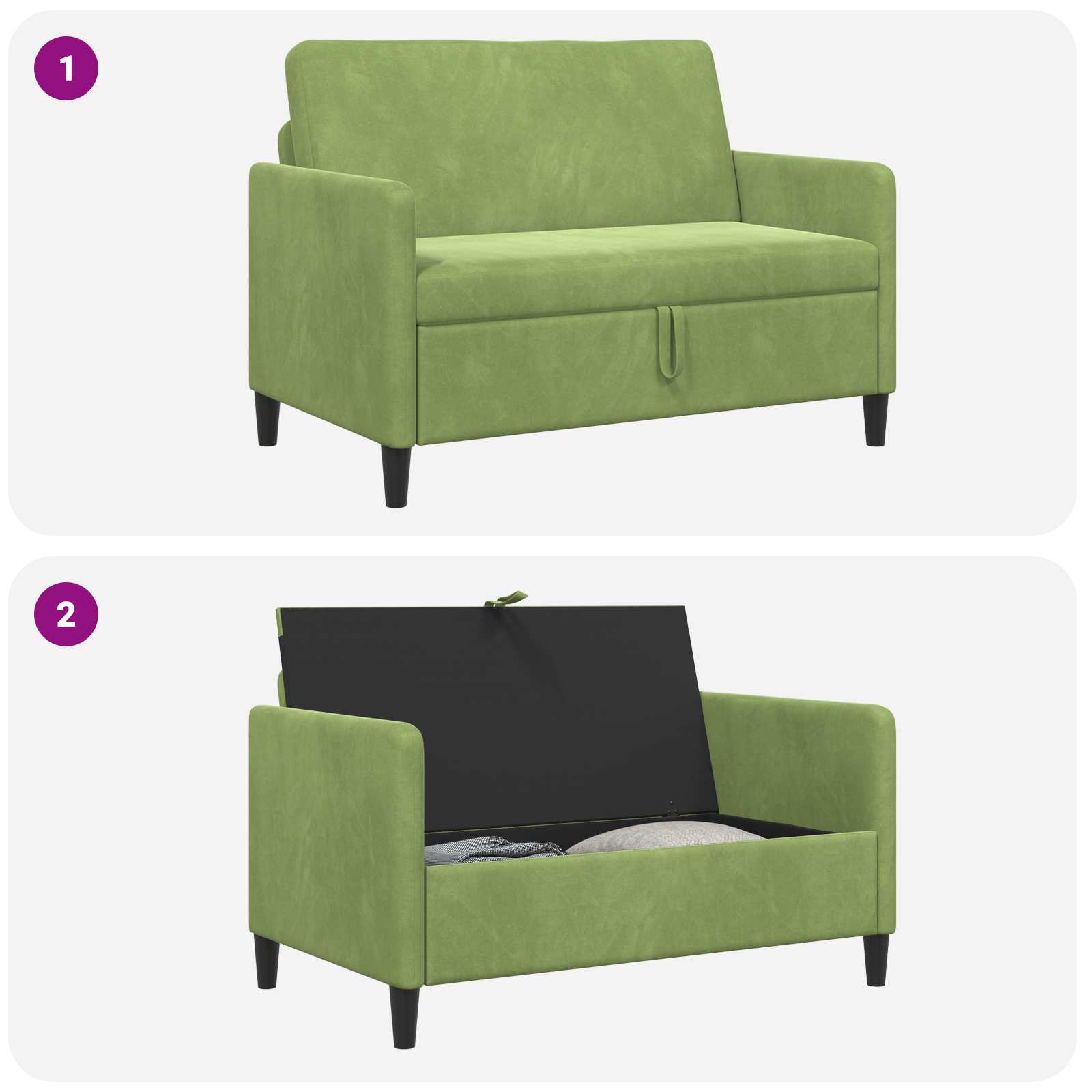 Divano con Storage Verde chiaro 122 x 78 x 87 cm Poliestere | homemem39