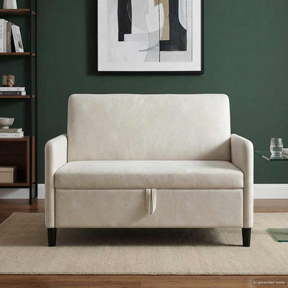 Divano con Storage Crema 122 x 78 x 87 cm Poliestere | homemem39