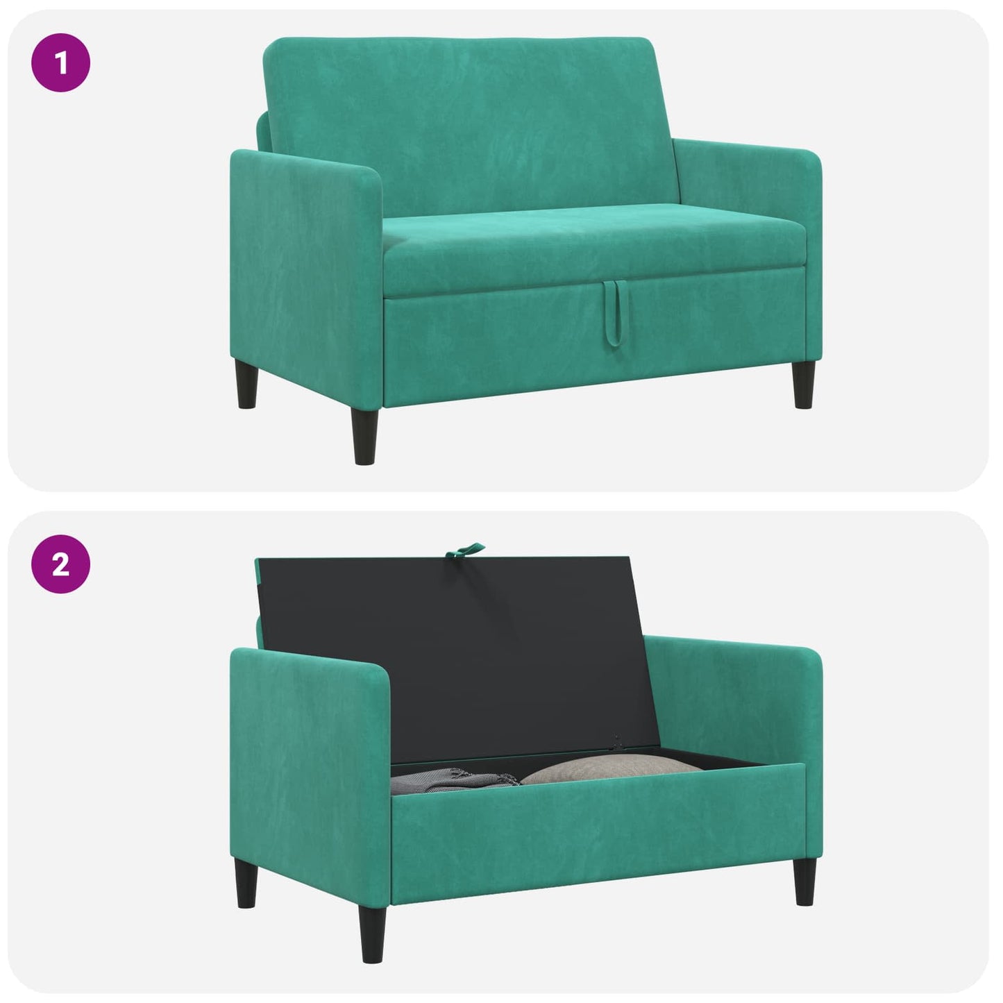 Divano con Storage Turchese 122 x 78 x 87 cm Poliestere | homemem39