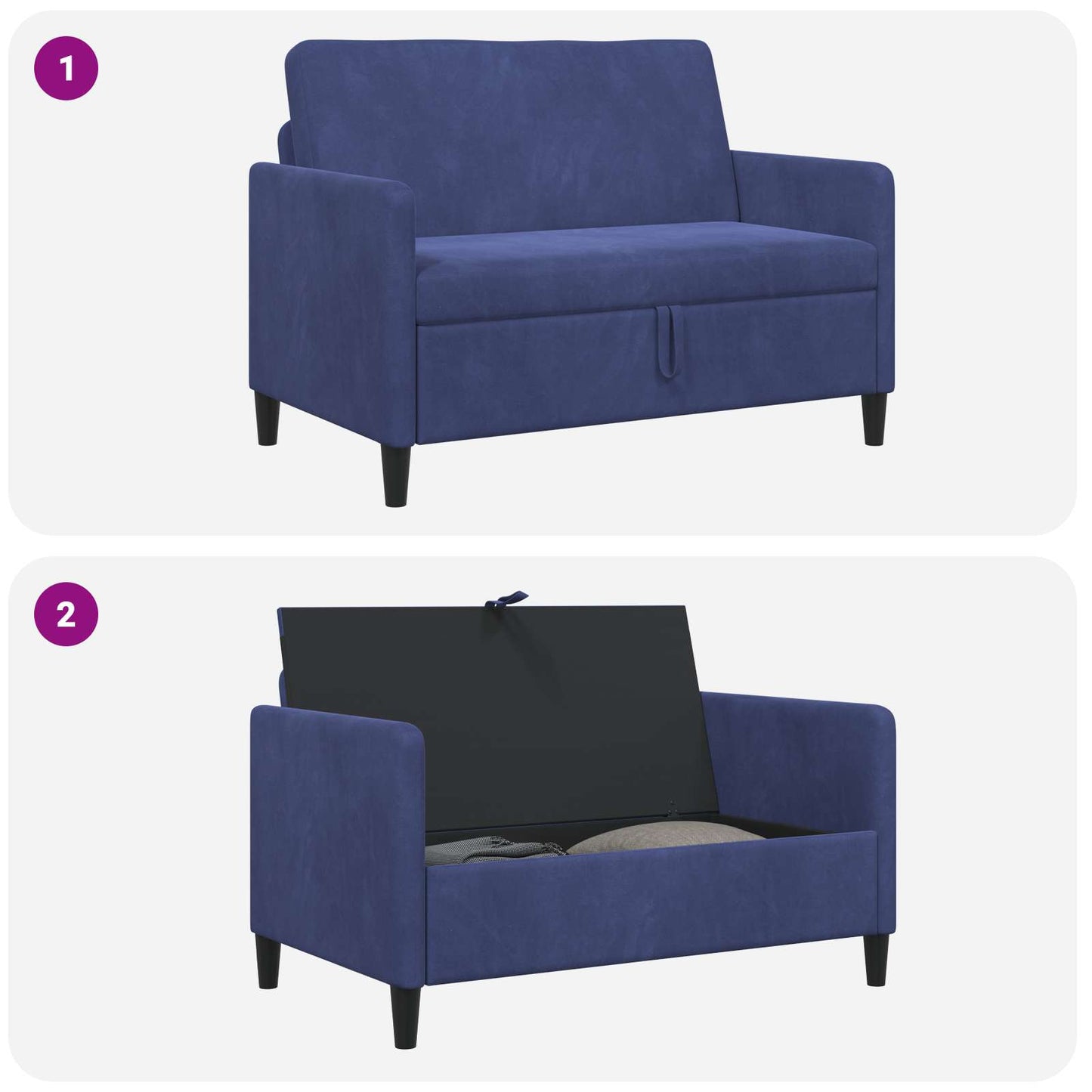 Divano con Storage Blu Polizia 122 x 78 x 87 cm Poliestere | homemem39