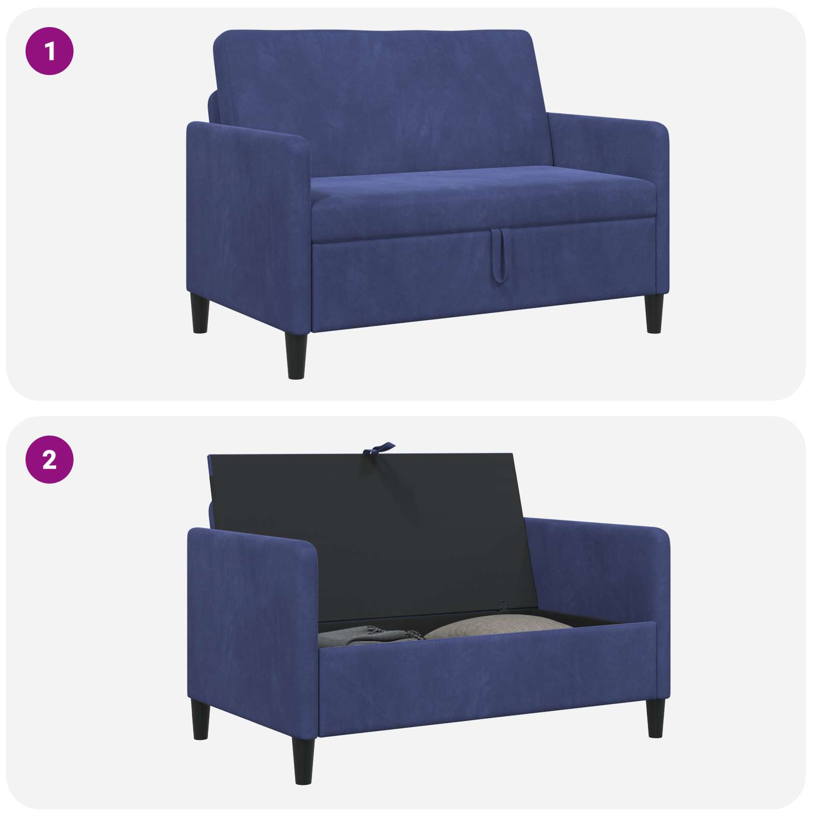 Divano con Storage Blu Polizia 122 x 78 x 87 cm Poliestere | homemem39