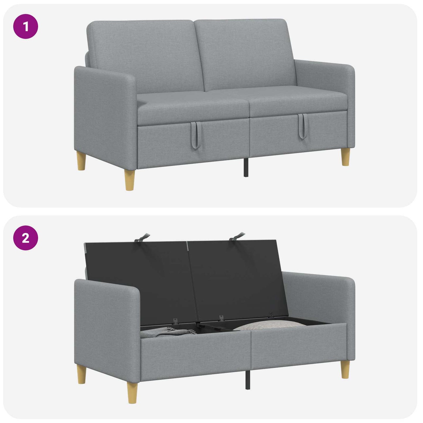 Divano con Storage Grigio Chiaro 152 x 78 x 87 cm Poliestere | homemem39