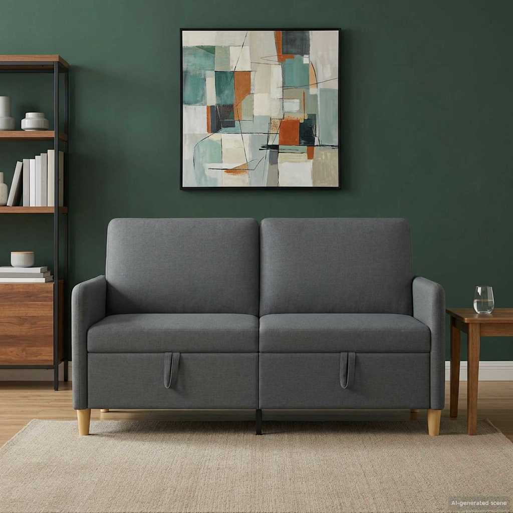 Divano con Storage Grigio Scuro 152 x 78 x 87 cm Poliestere | homemem39