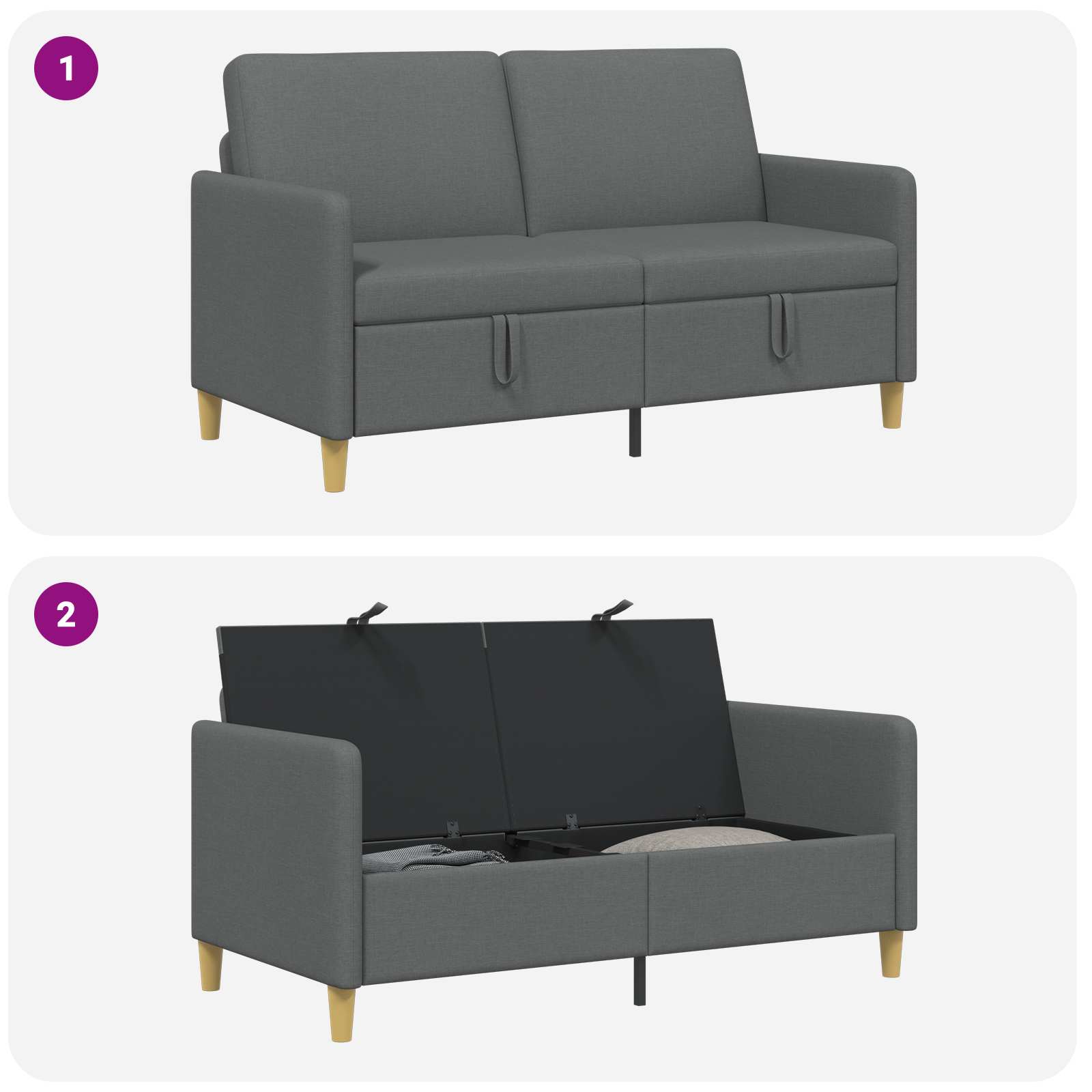 Divano con Storage Grigio Scuro 152 x 78 x 87 cm Poliestere | homemem39
