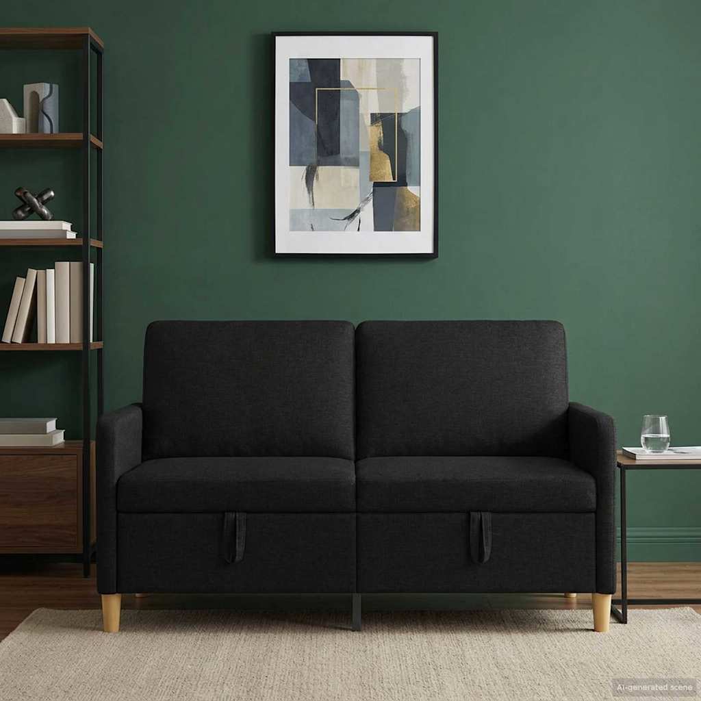 Divano con Storage Nero 152 x 78 x 87 cm Poliestere | homemem39