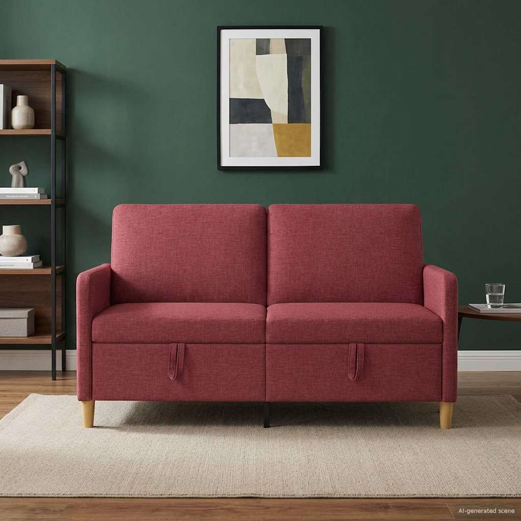 Divano con Storage Rosso Vino 152 x 78 x 87 cm Poliestere | homemem39