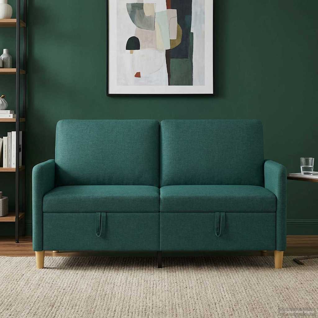 Divano con Storage Verde Scuro 152 x 78 x 87 cm Poliestere | homemem39