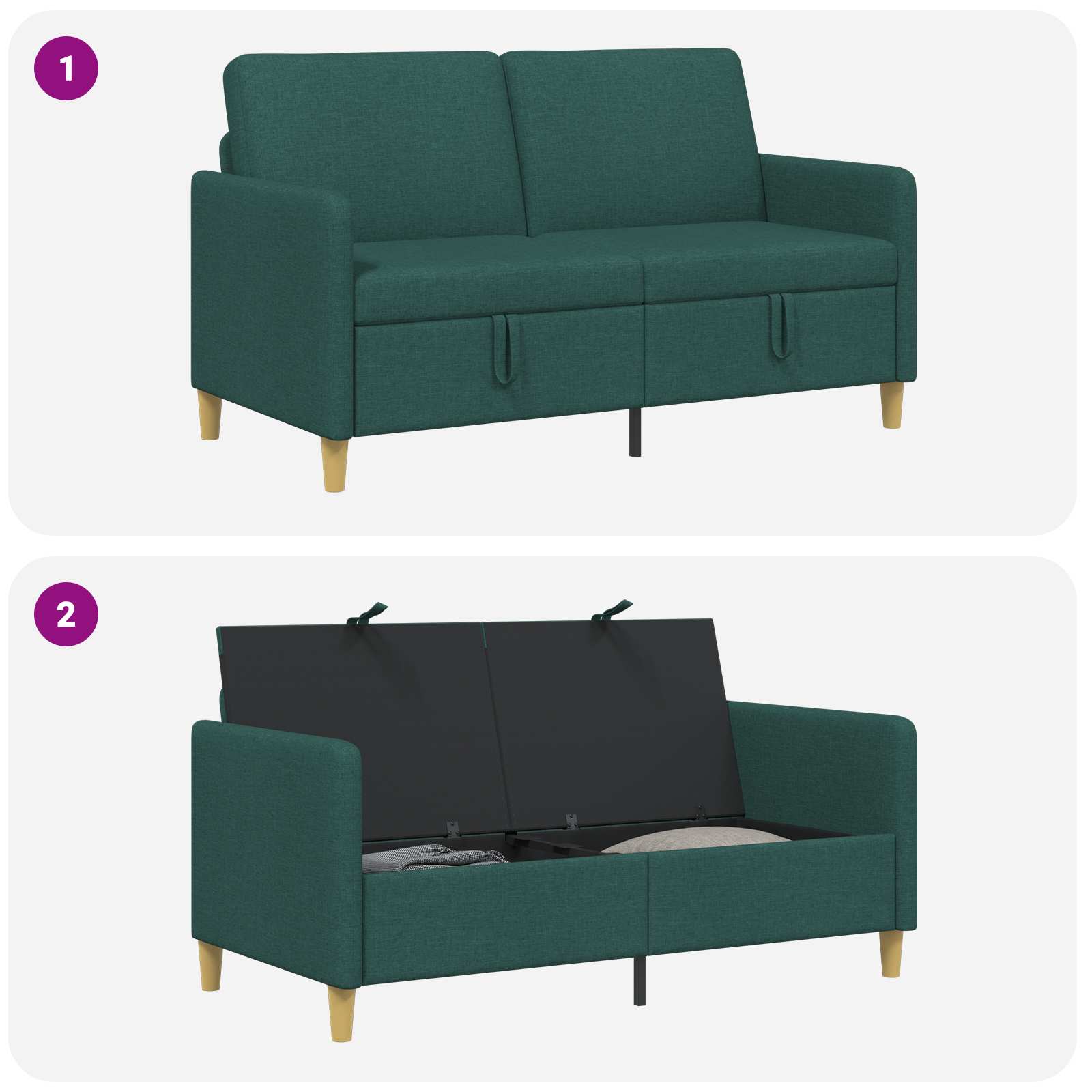Divano con Storage Verde Scuro 152 x 78 x 87 cm Poliestere | homemem39