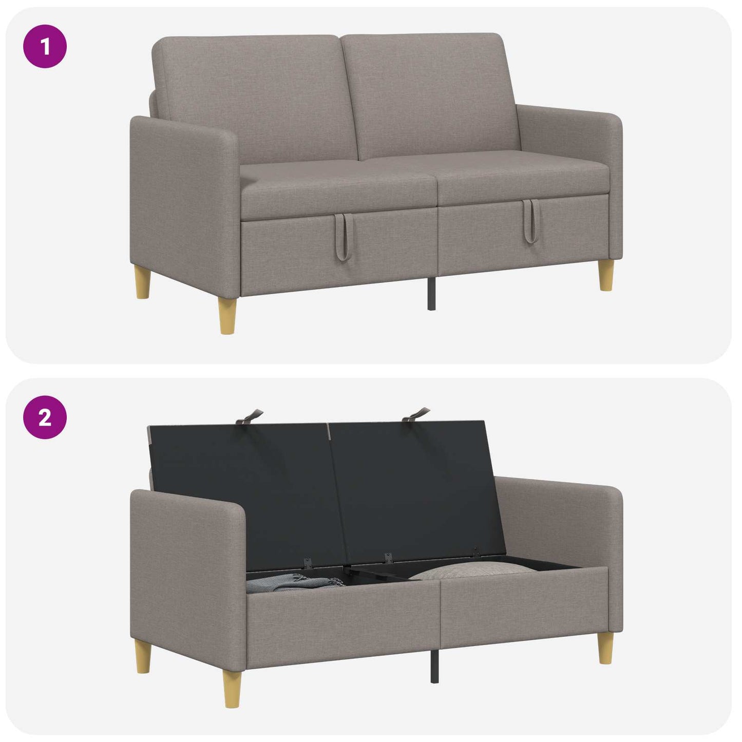 Divano con Storage Tortora 152 x 78 x 87 cm Poliestere | homemem39