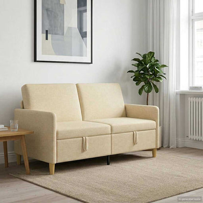 Divano con Storage Crema 152 x 78 x 87 cm Poliestere | homemem39