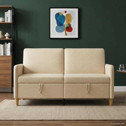 Divano con Storage Crema 152 x 78 x 87 cm Poliestere | homemem39
