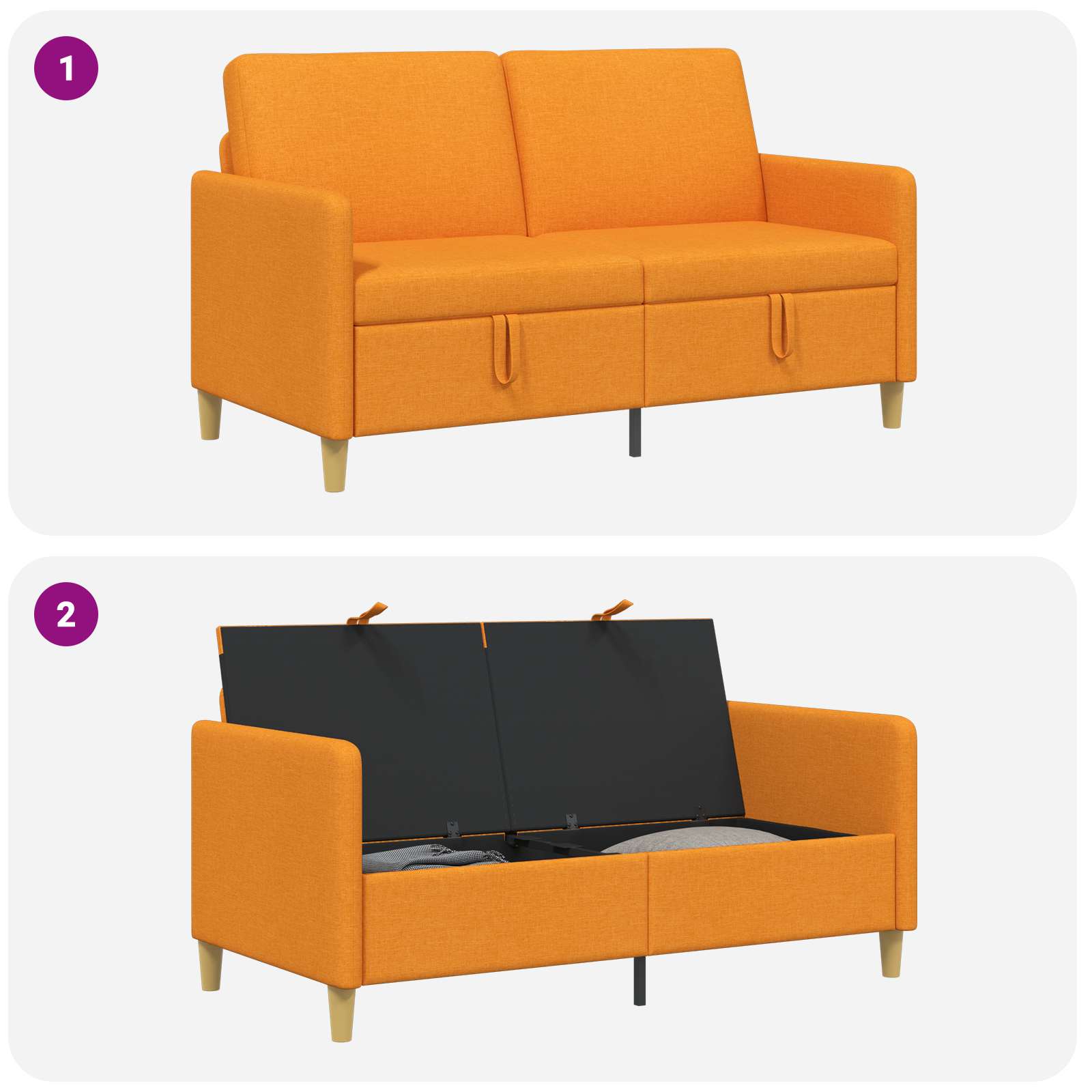 Divano con Storage Giallo Scuro 152 x 78 x 87 cm Poliestere | homemem39