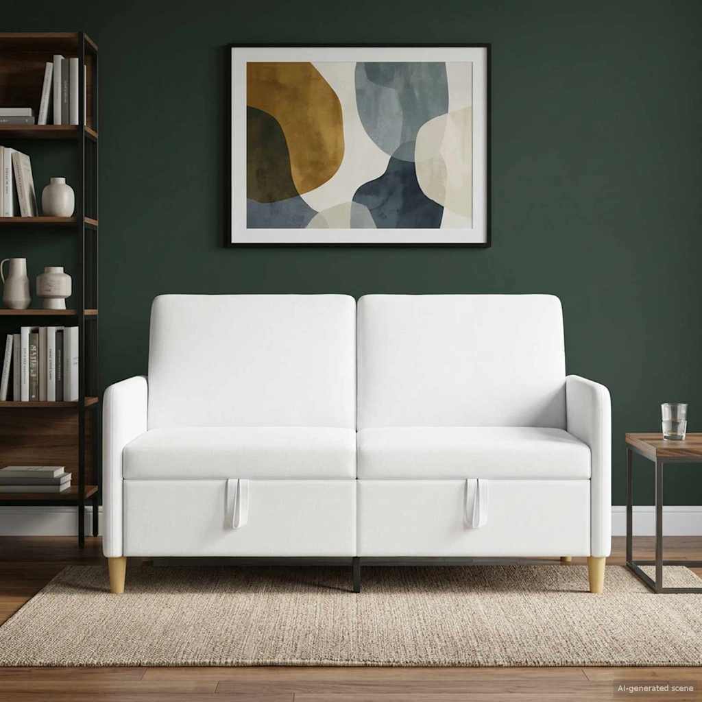 Divano con Storage Bianco 152 x 78 x 87 cm Poliestere | homemem39