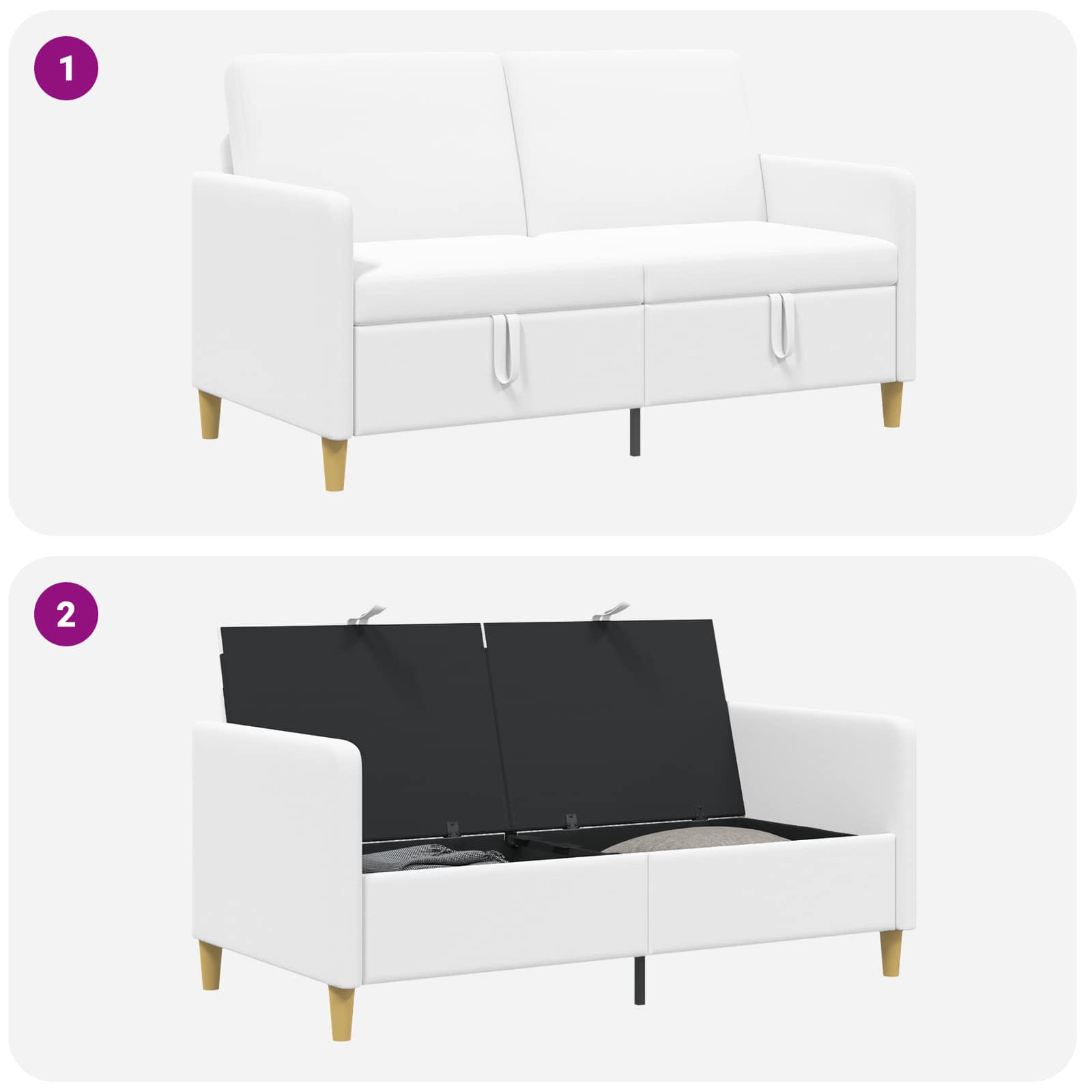 Divano con Storage Bianco 152 x 78 x 87 cm Poliestere | homemem39