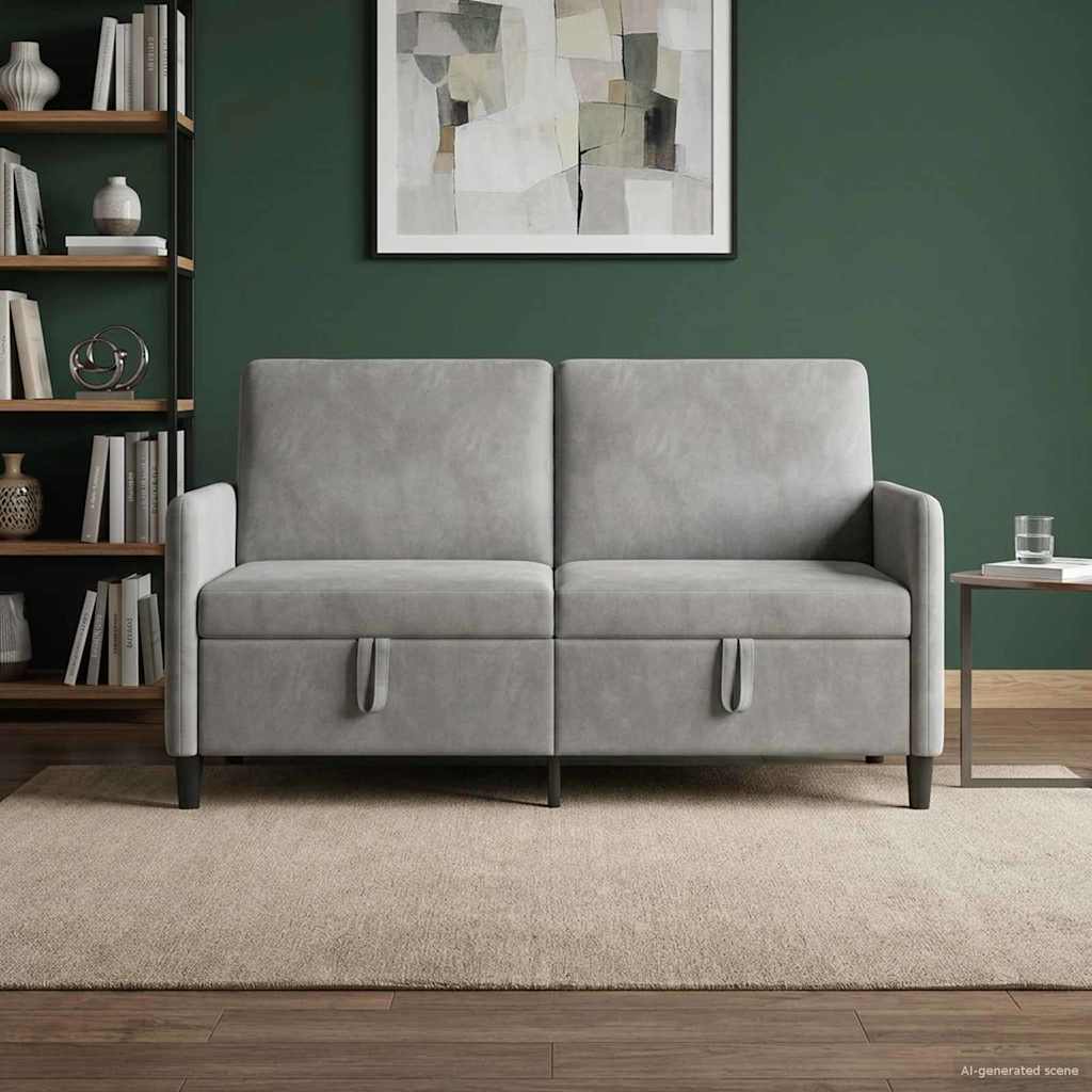 Divano con Storage Grigio Chiaro 152 x 78 x 87 cm Poliestere | homemem39