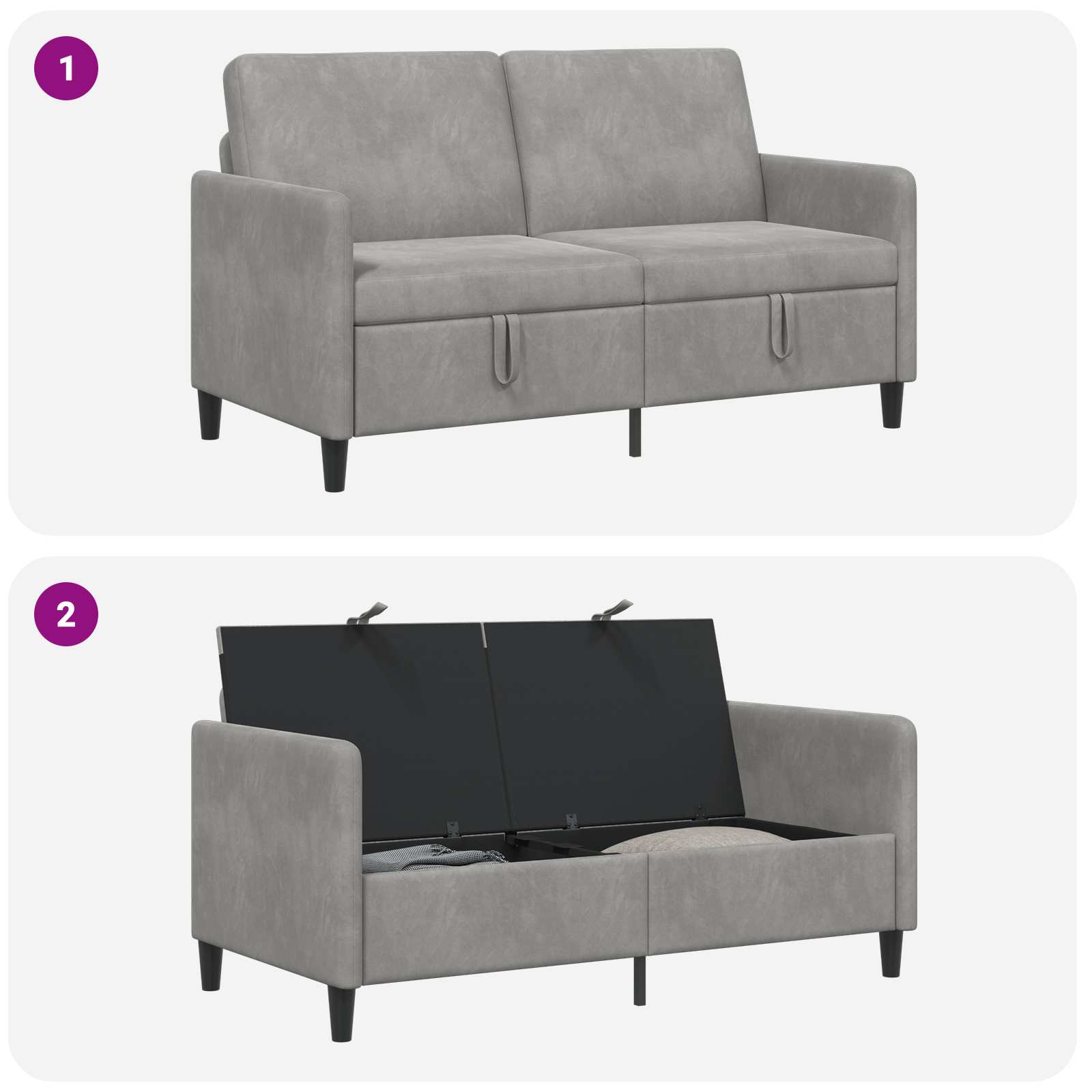 Divano con Storage Grigio Chiaro 152 x 78 x 87 cm Poliestere | homemem39