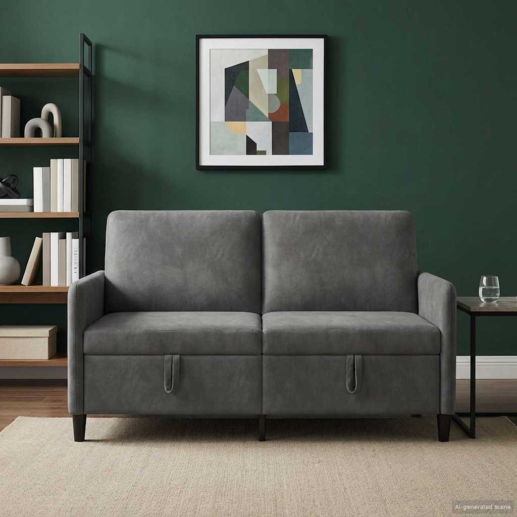 Divano con Storage Grigio Scuro 152 x 78 x 87 cm Poliestere | homemem39