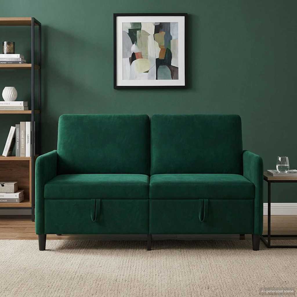 Divano con Storage Verde Scuro 152 x 78 x 87 cm Poliestere | homemem39
