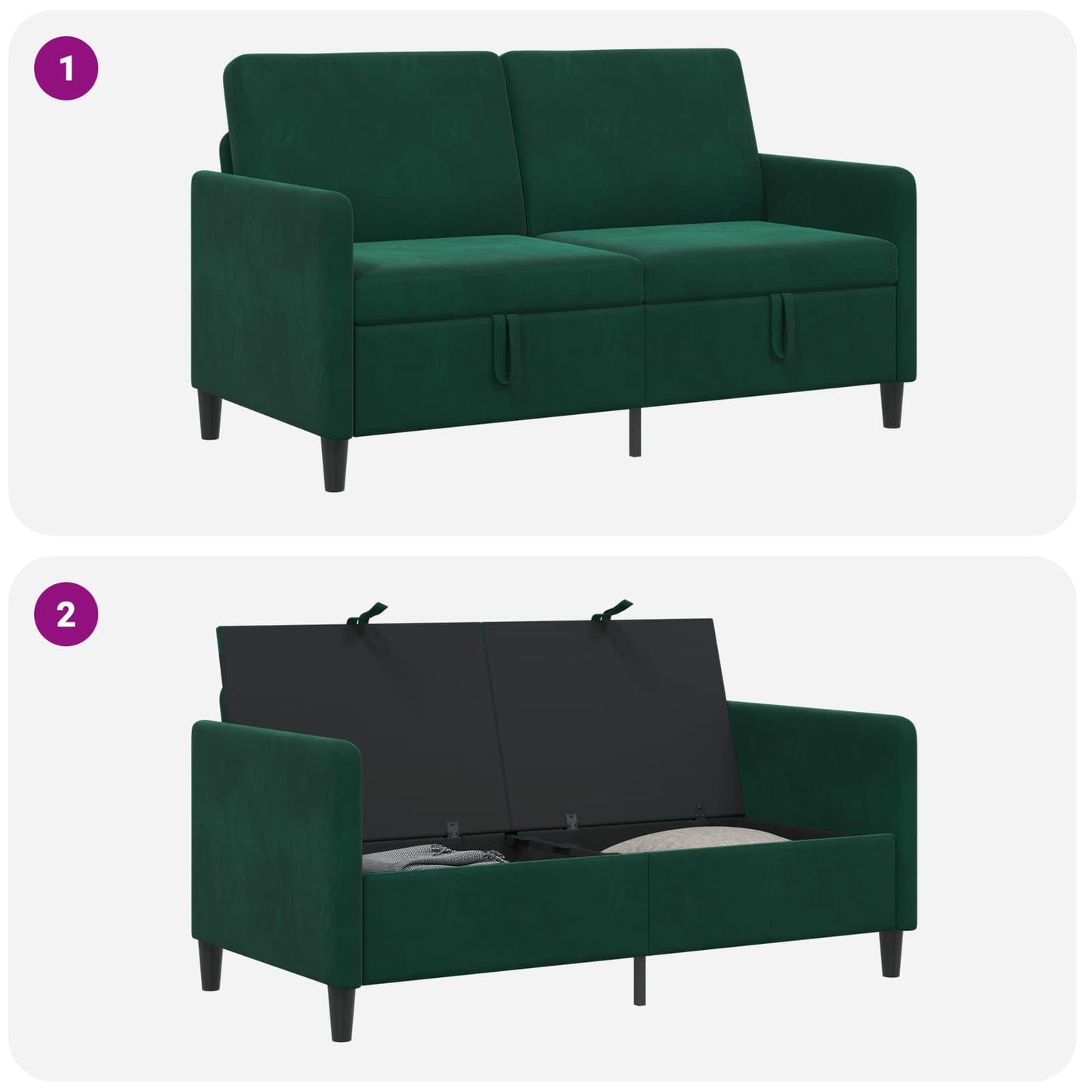 Divano con Storage Verde Scuro 152 x 78 x 87 cm Poliestere | homemem39