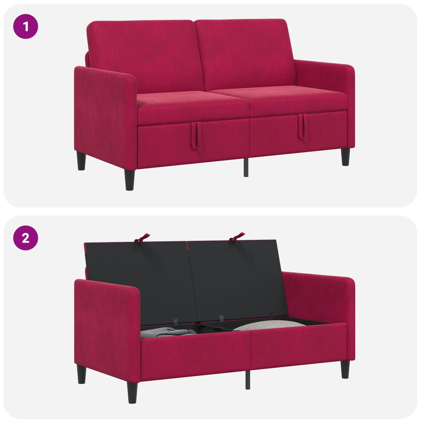 Divano con Storage Rosso Vino 152 x 78 x 87 cm Poliestere | homemem39