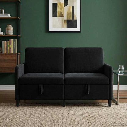 Divano con Storage Nero 152 x 78 x 87 cm Poliestere | homemem39