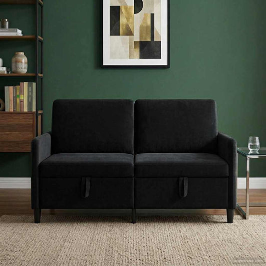 Divano con Storage Nero 152 x 78 x 87 cm Poliestere | homemem39